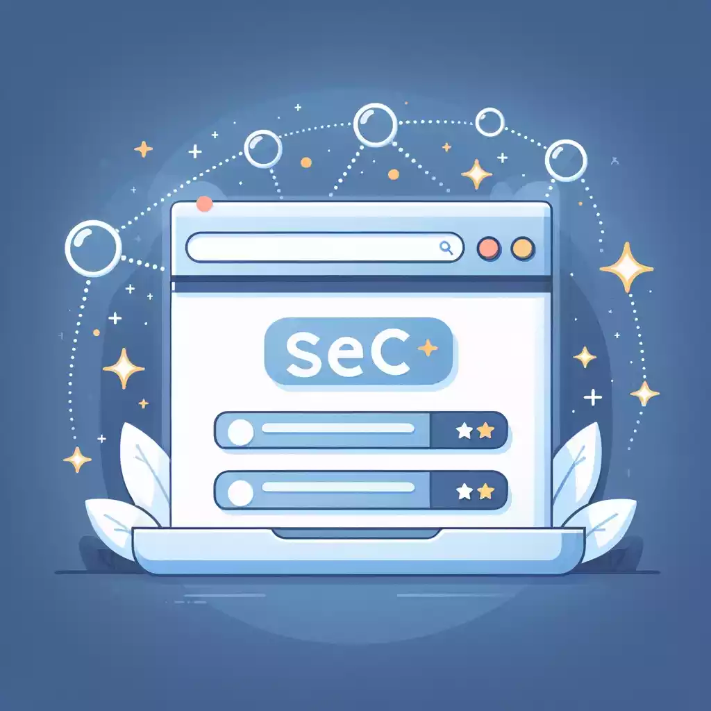 Ilustración minimalista de una página de resultados de un motor de búsqueda, representando el objetivo del linkbuilding en SEO con posiciones altas resaltadas