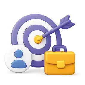 Estrategia SEO enfocada en negocio con objetivo de conversión representada por una diana y maletín empresarial
