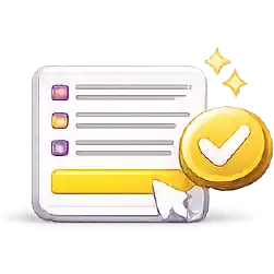 Bloque de contenido con botón resaltado y check, símbolo de optimización de CTA